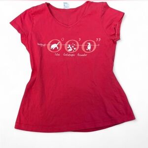 Pink Y2K Babydoll V-Neck Galápagos Islands Graphic T Shirt